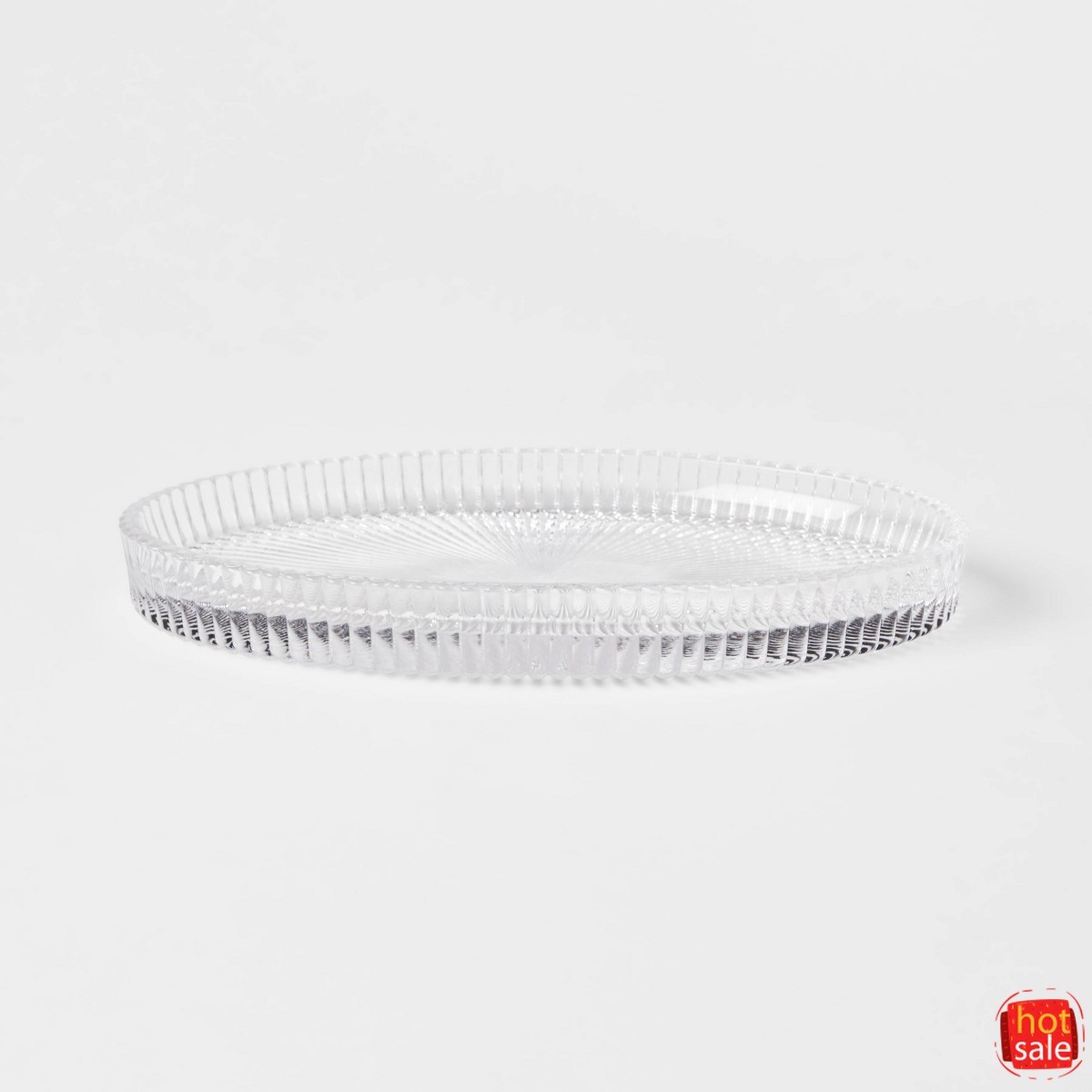 Ribbed Glass Vanity Tray Clear-2pack