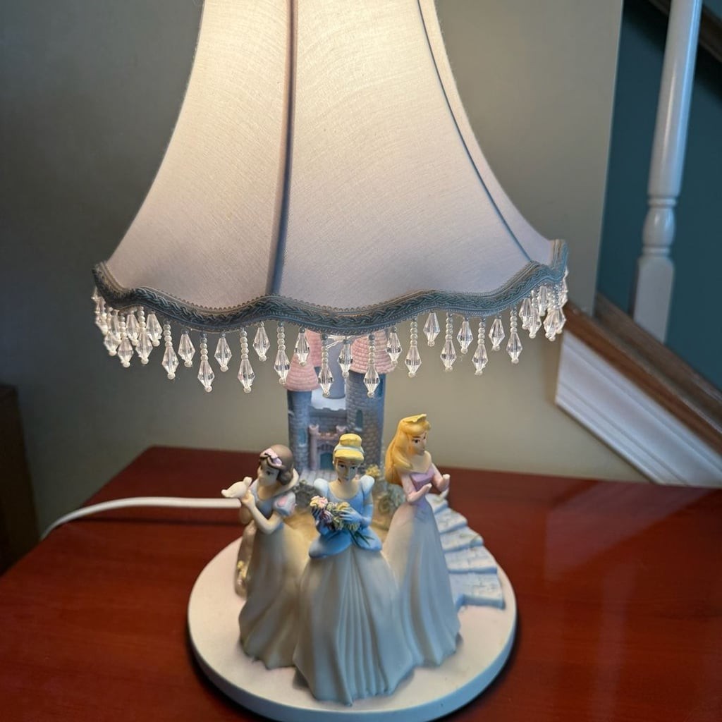Vtg Disney Princess Castle Lamp Hampton Bay Cinderella Aurora Snow White *READ*