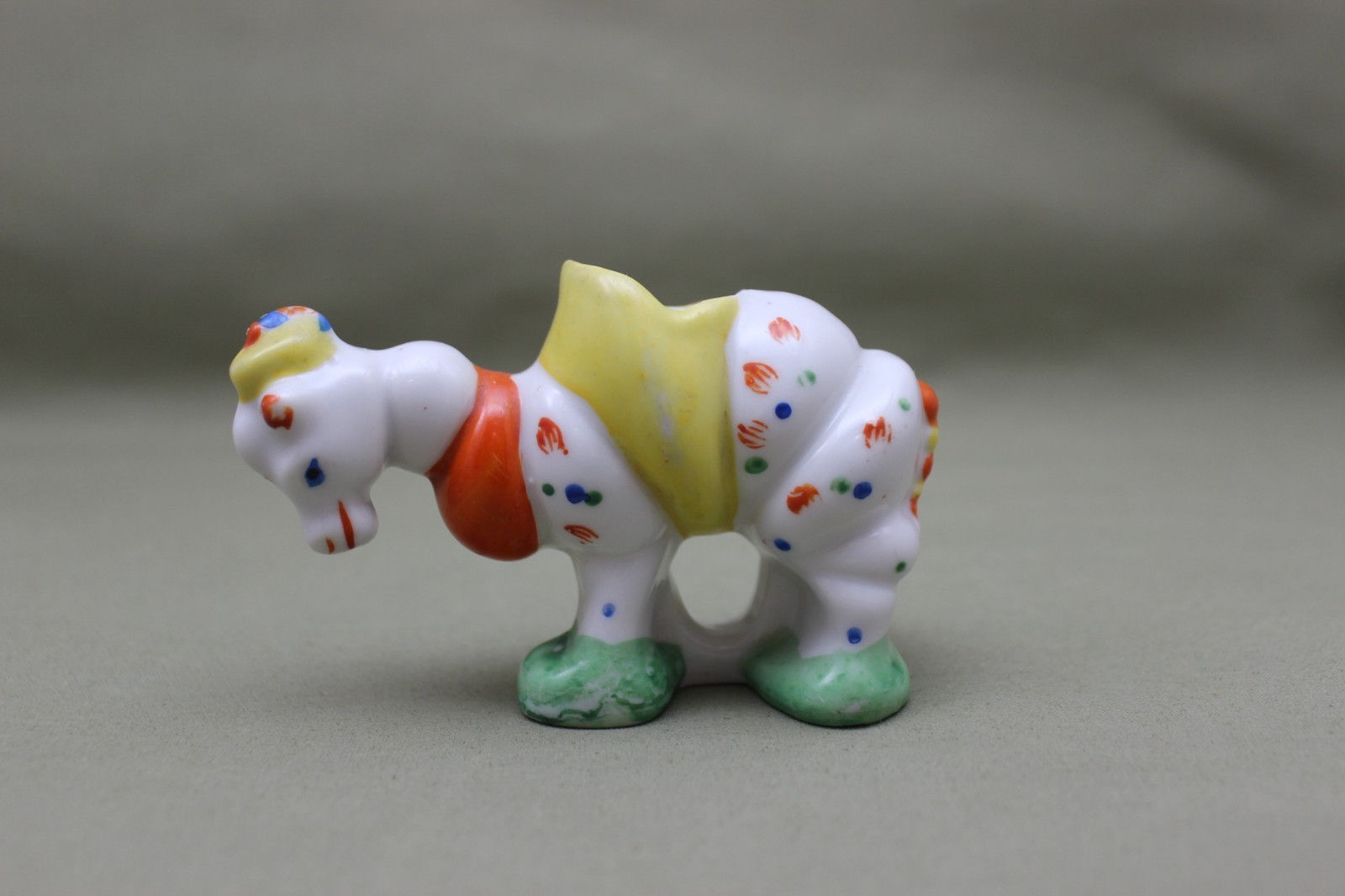 Vtg. Porcelain Calico Camel Pincushion - Japan