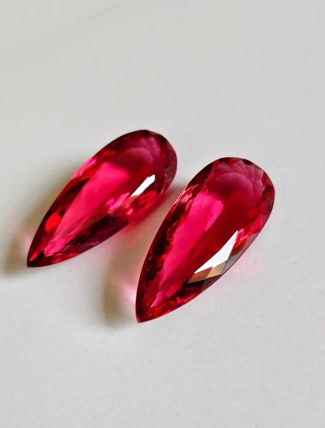 Natural Burmese Red Ruby 80 Ct +AAA Grade Loose Gemstone Pear Cut Pair Natural Burmese Red Ruby 80 Ct +AAA Grade Loose Gemstone Pear Cut Pair