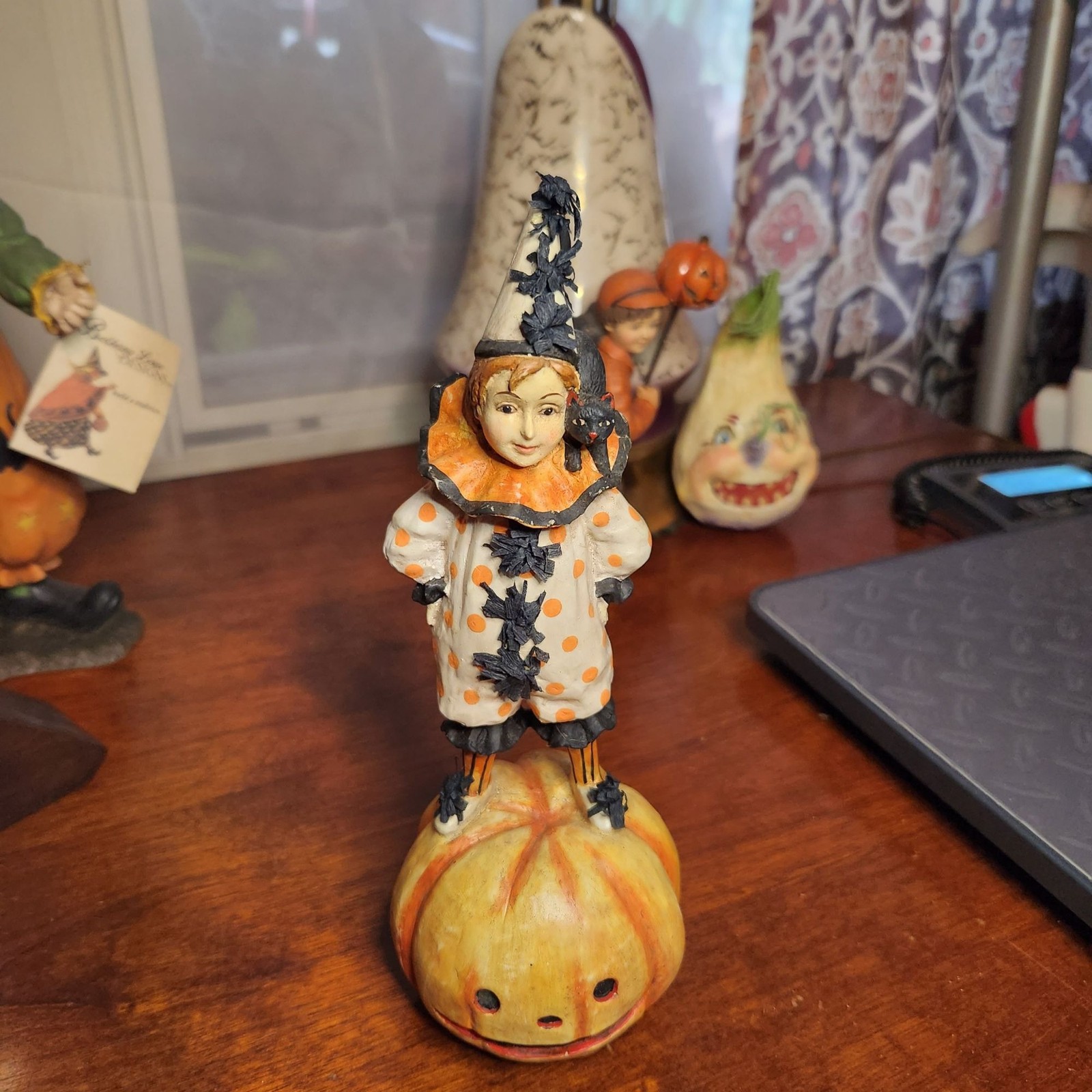 Bethany Lowe Retired Folk Art Halloween  Figurine Tony Trickster On Pumpkin With