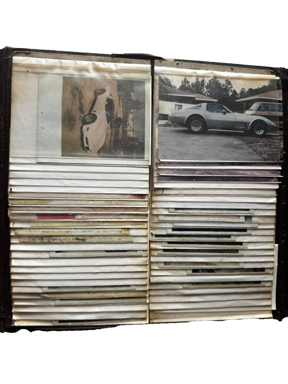Vtg Leather Photo Album with Classic Car Photos Brass Clasp (12\