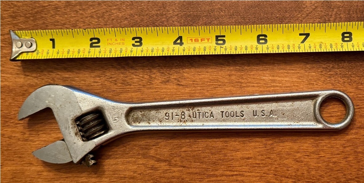 VINTAGE UTICA 91-8 ADJUSTABLE WRENCH 8