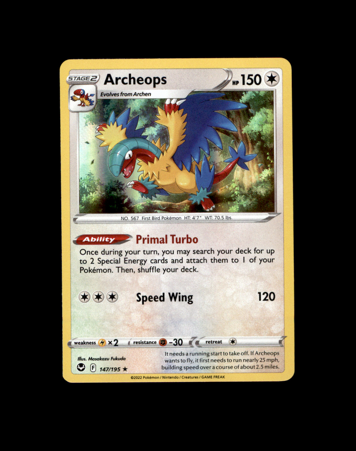 Archeops 147/195 Holo Rare Silver Tempest Pokemon TCG 2022 NM