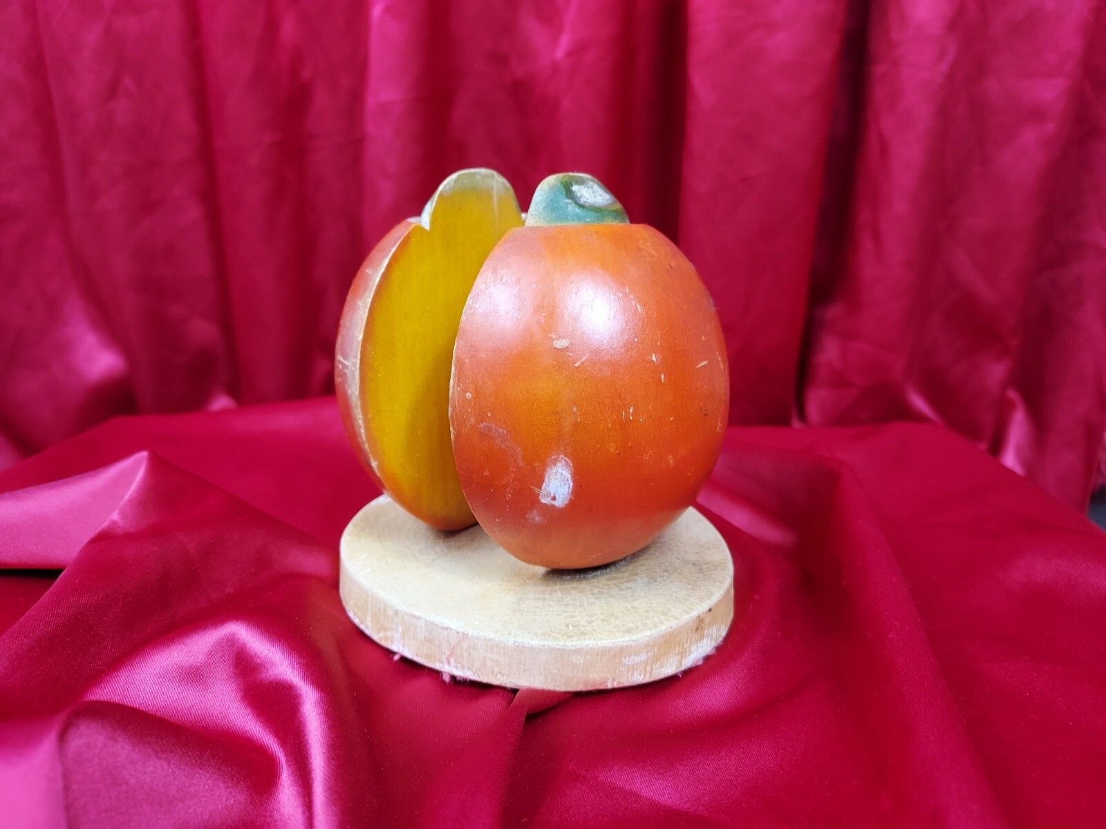 Vtg MCM Napkin Holder Harvest Pumpkin Tomato Gourd Wooden Halloween Kitschy Vtg MCM Napkin Holder Harvest Pumpkin Tomato Gourd Wooden Halloween Kitschy