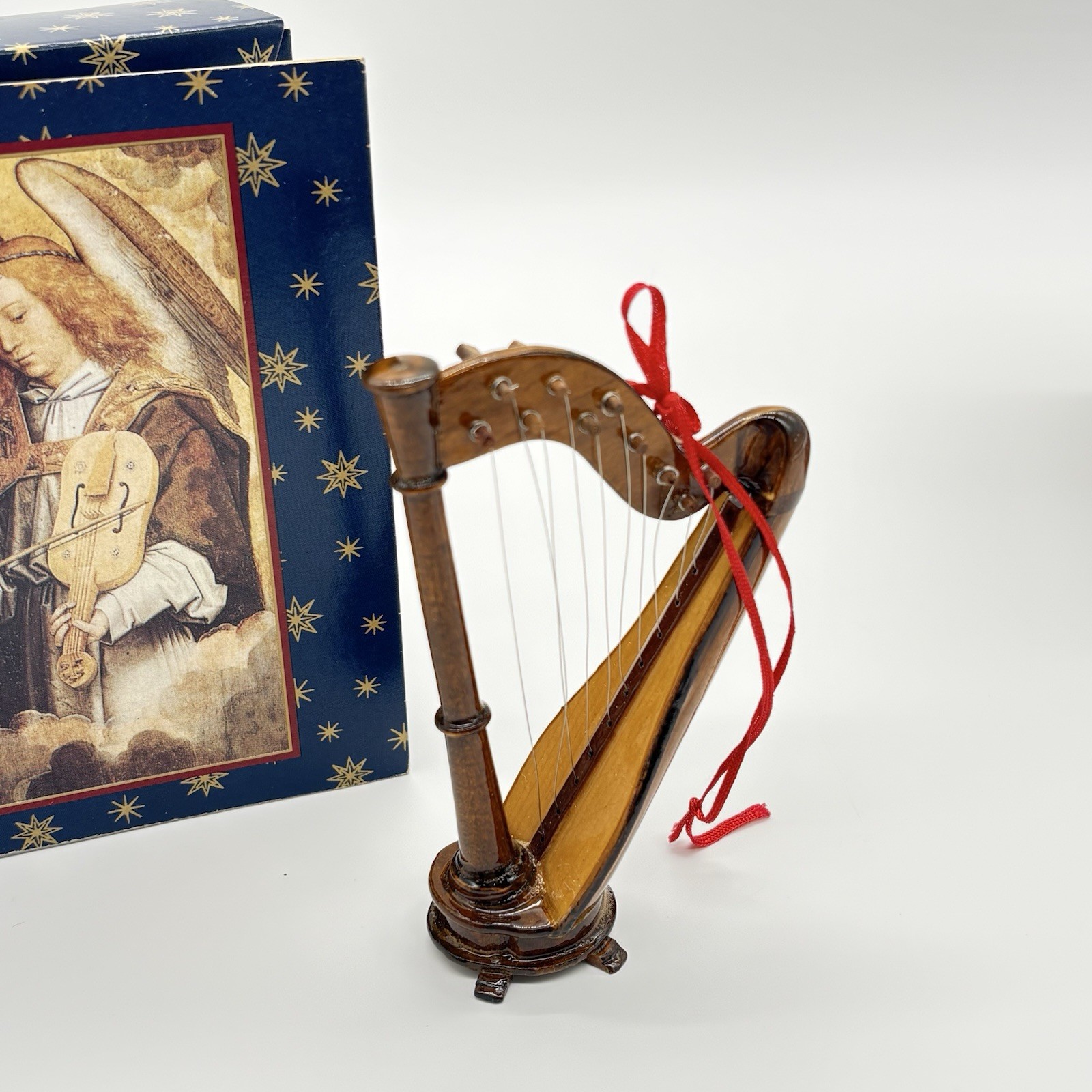 Authentic Model Musical Instrument Christmas Harp Miniature Ornament 1992