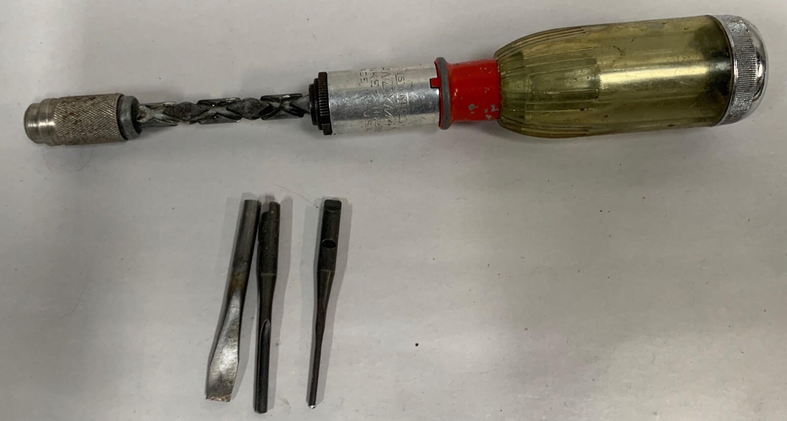 Vtg STANLEY No. 233 Yankee Handyman Spiral Ratchet Push Drill Screwdriver (A5)