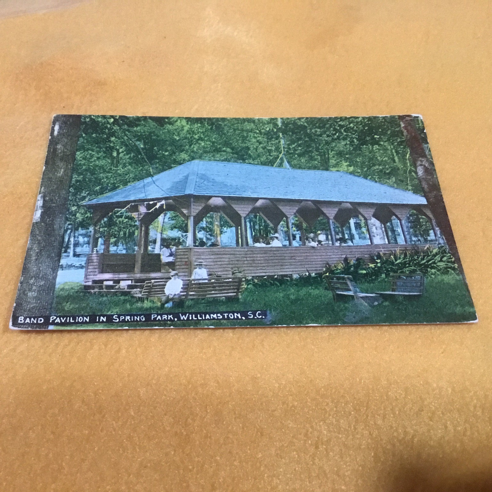 1913 Williamston SC Postcard ( Band Pavilion in Spring Park ) South Carolina