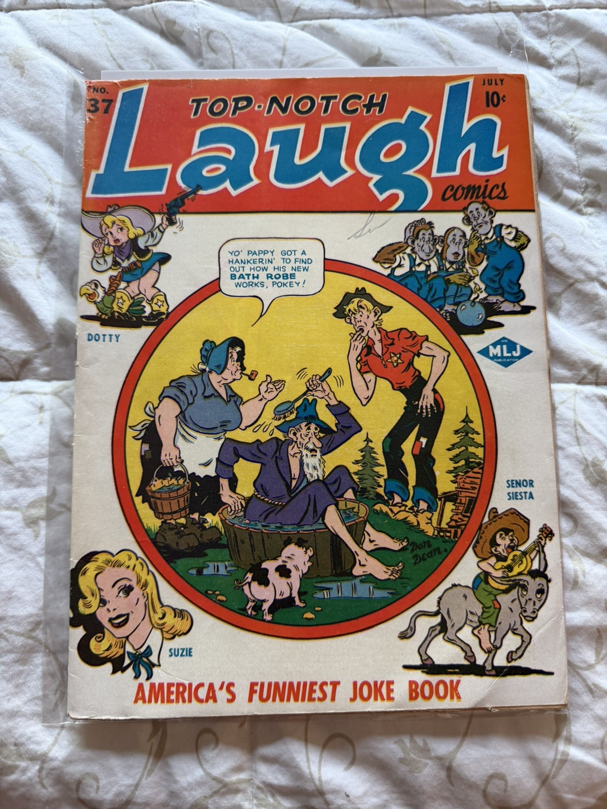 TOP-NOTCH LAUGH COMICS #37 [1943 BATH COVER   POKEY OAKEY