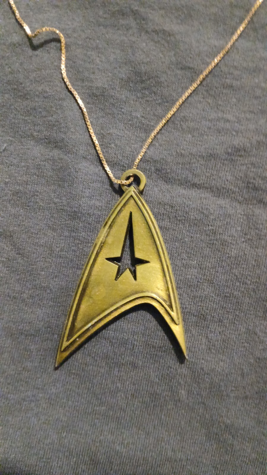 Star Trek: Delta Shield Metal Necklace Faux GOLD beautiful.