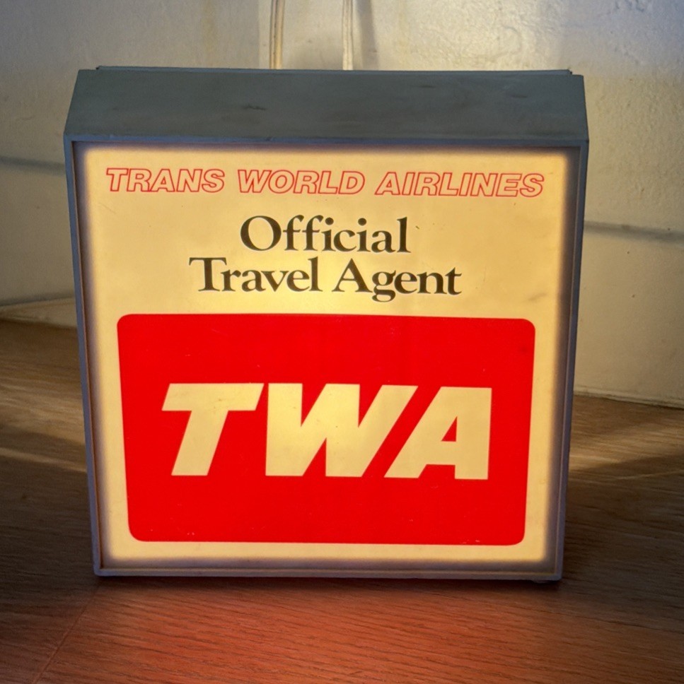 Vintage TWA Official Travel Agent Lighted Sign Trans World Airlines Lightbox