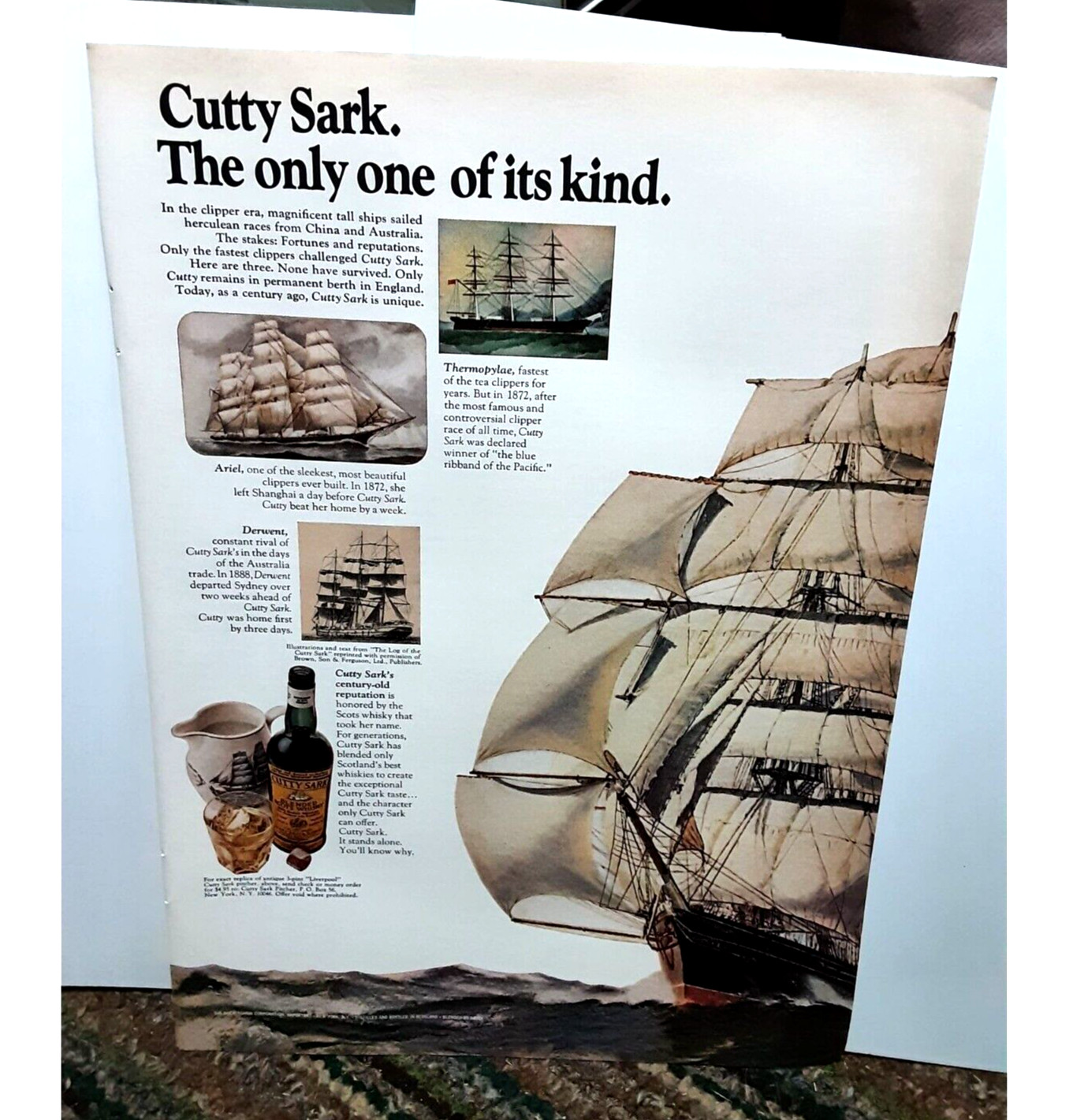 1971 Cutty Sark Only One Of Its Kind Whiskey Vintage Print Ad