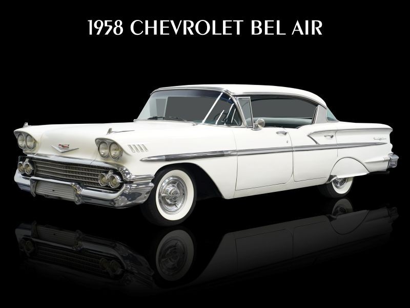 1958 Chevrolet Bel Air 4-Door in White NEW Metal Sign: 12x16