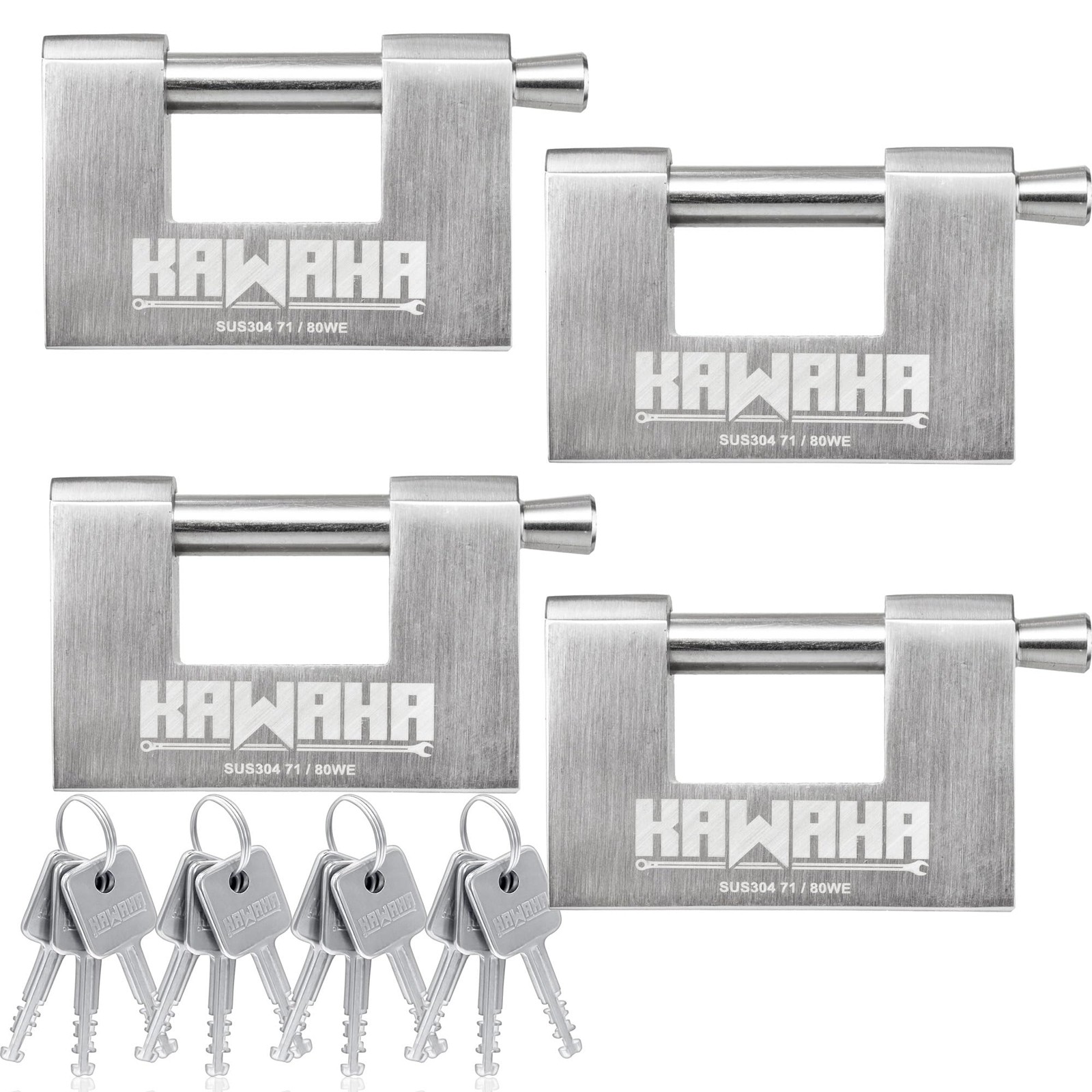 71/80-4PS Stainless Steel D-Shaped Padlock with Stainless Steel Keys for Gara...