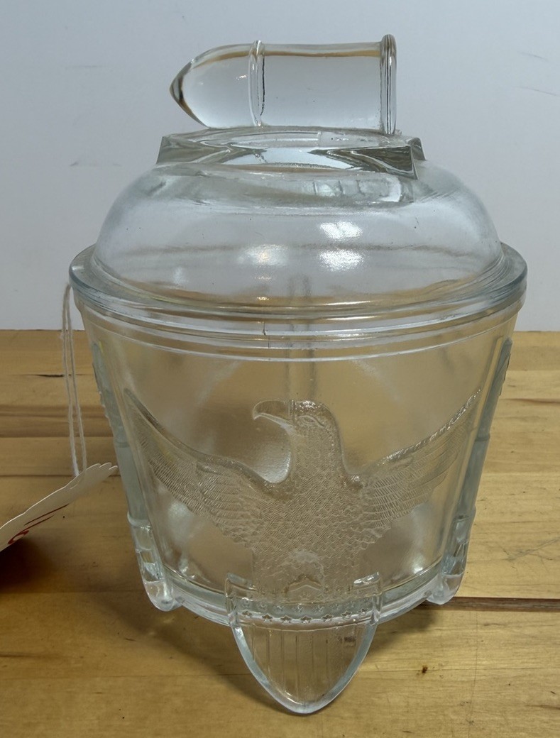 Antique EAPG US Glass Co BULLET EMBLEM Covered Sugar Bowl 1898 SHIELD