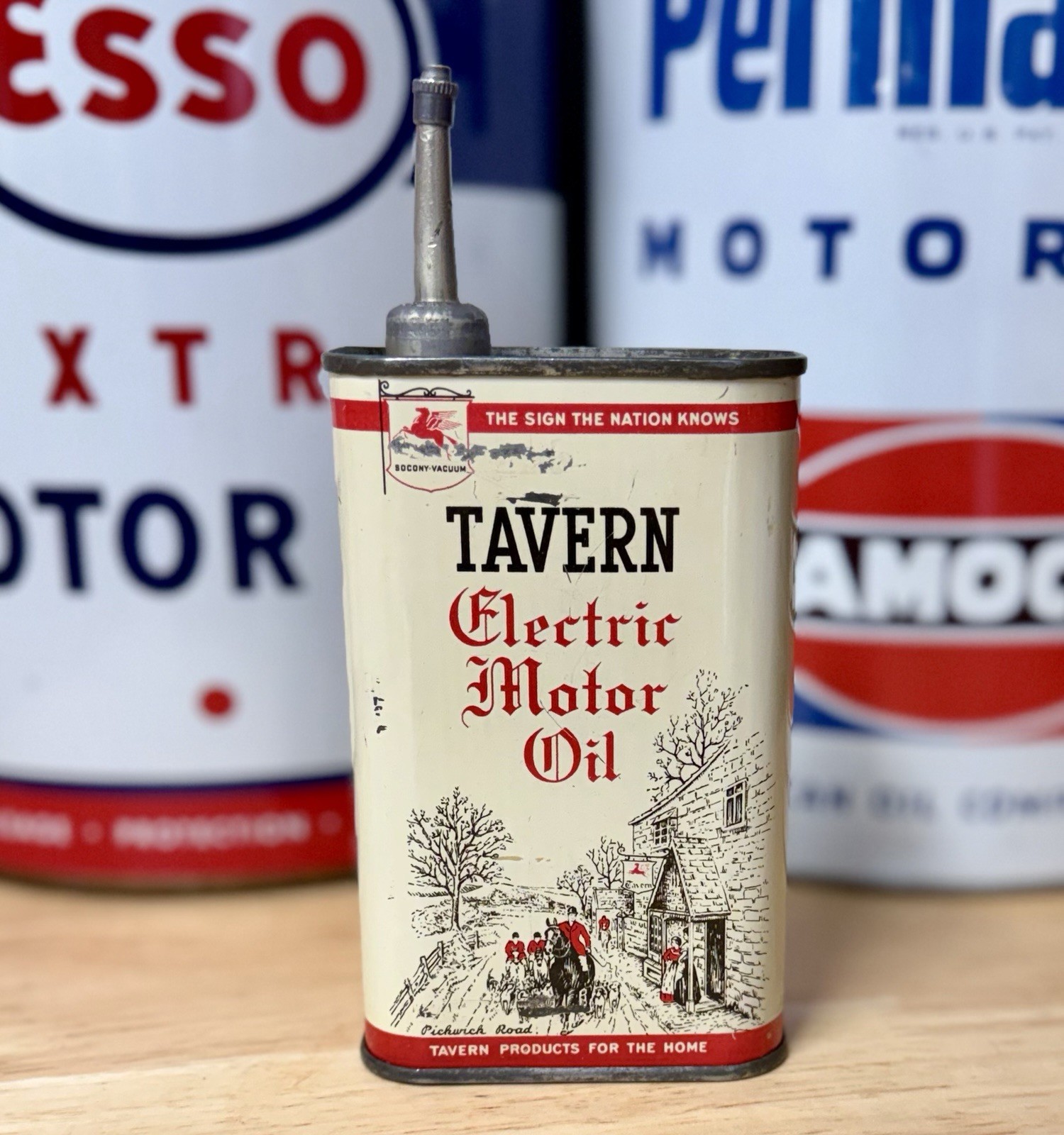 Vintage Socony Vacuum Electric Motor Oil Can 8oz Lead Top Oiler Empty