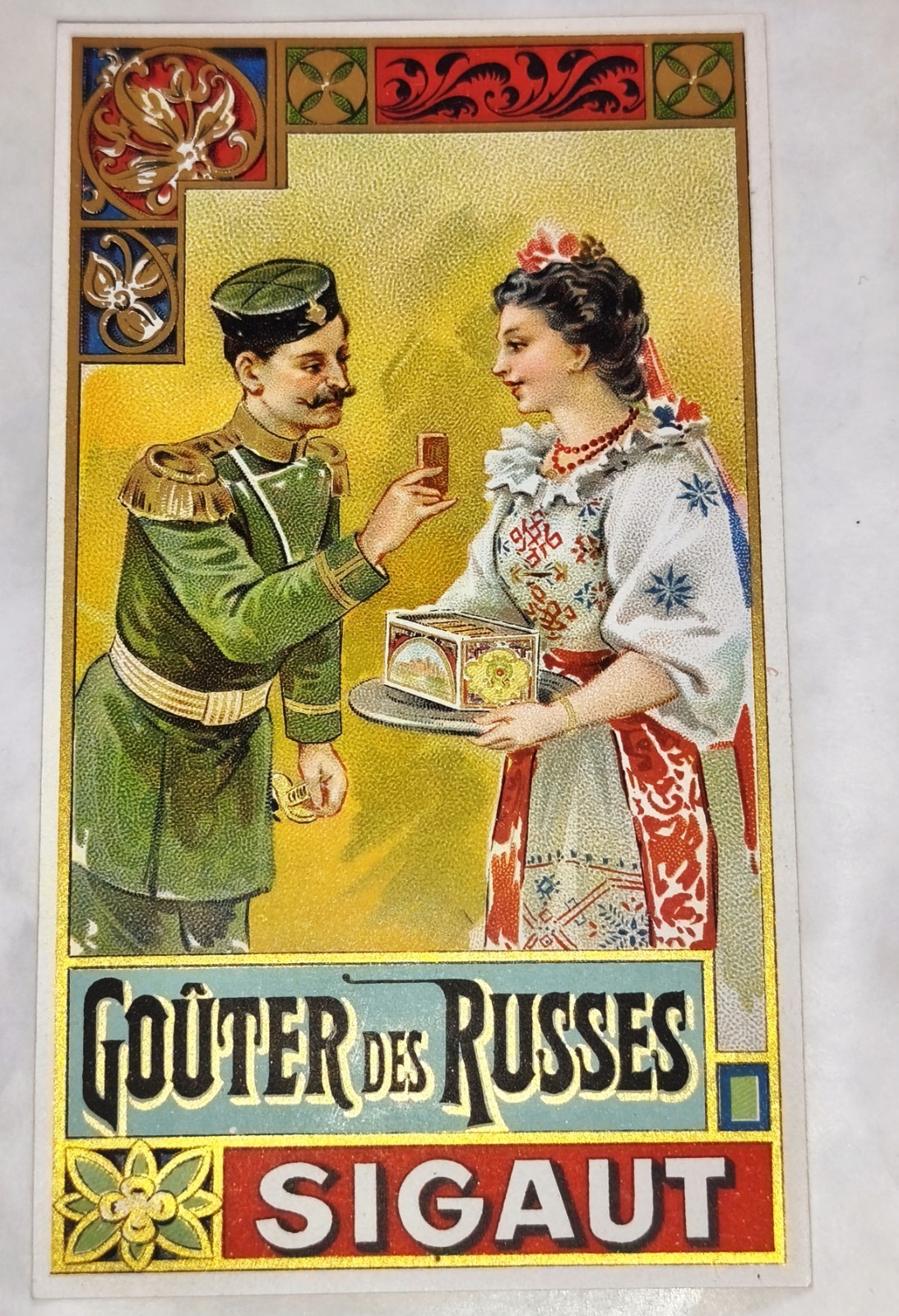 ​[RARE] Antique Advertising Chromo - Russian Snack - SIGAUT