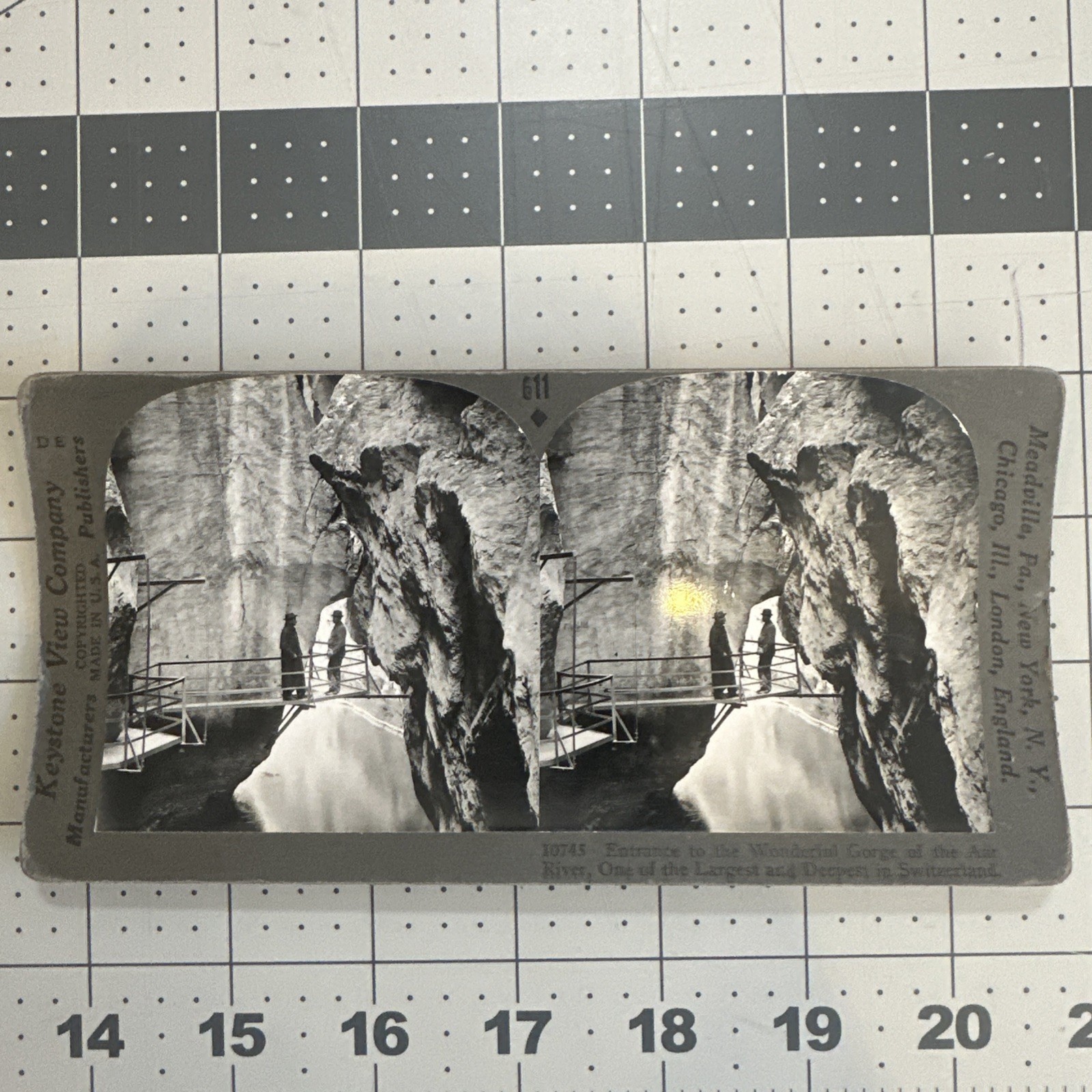 Entrance to The Gorge of The Aare, Meiringen, Switzerland Keystone Stereoview