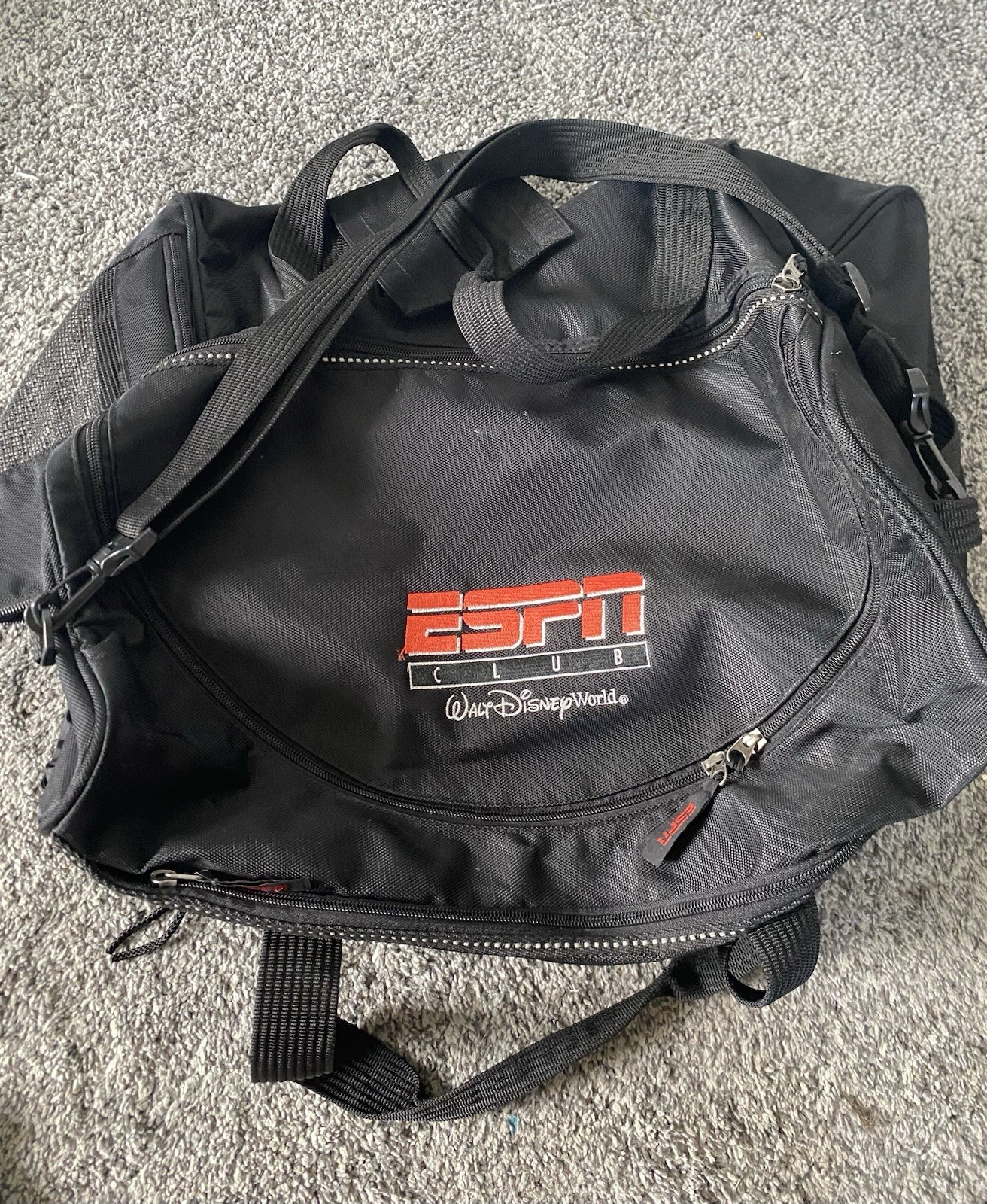 Disney ESPN Club Black Duffel Bag Nostalgia 90s Vintage Disney World Y2K Rare Disney ESPN Club Black Duffel Bag Nostalgia 90s Vintage Disney World Y2K Rare