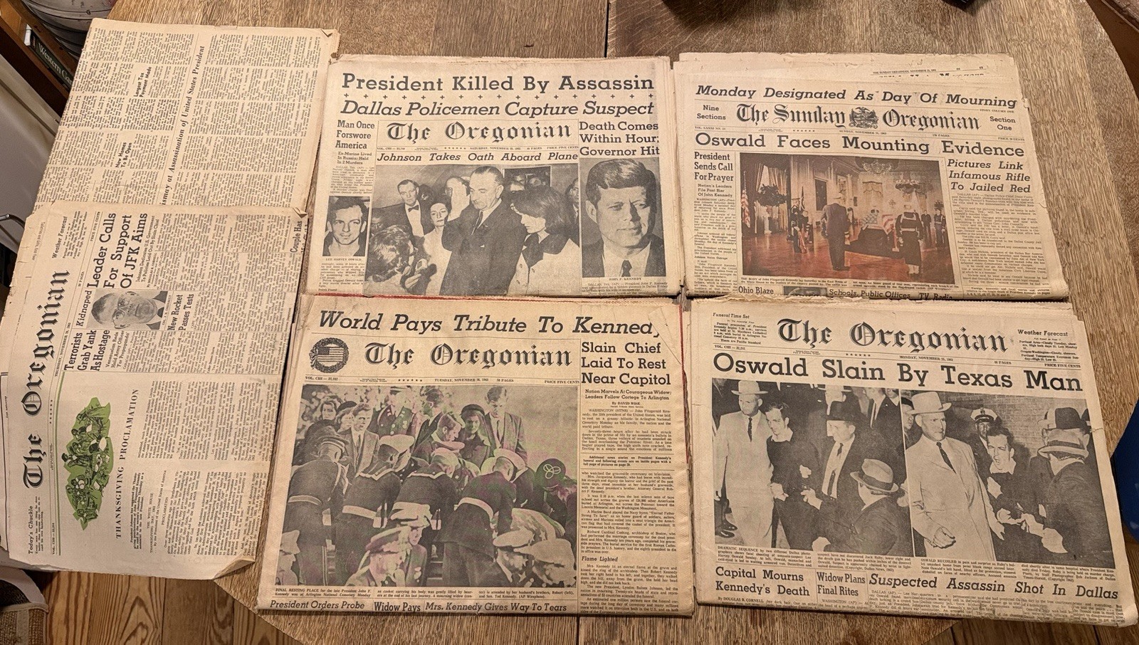 Kennedy Assassination The Oregonian Nov 23-26 1963 Newspapers Plus More