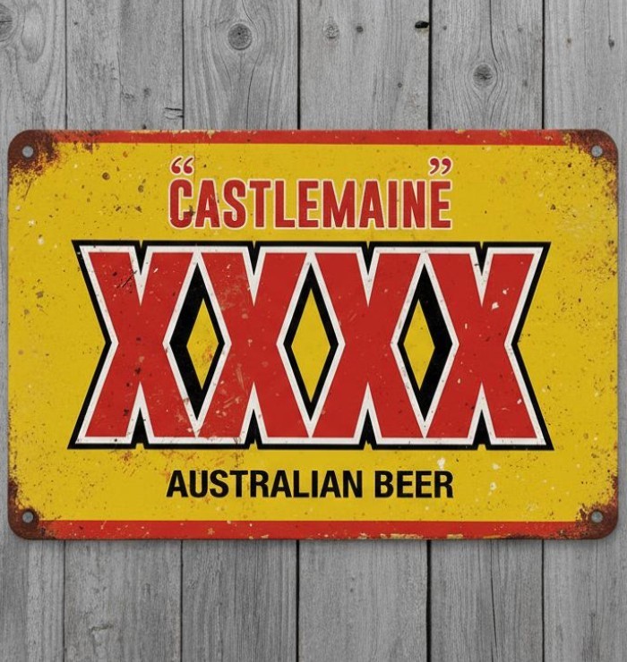 Castlemaine XXXX Austrailian Beer 8 x 12 Novelty Metal Sign Made In USA