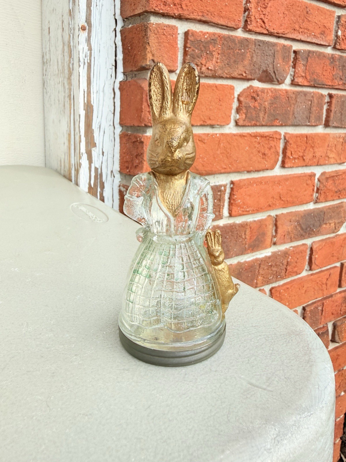 Rare Antique Victory Glass Avor Bunny Rabbit Candy Container 1920's Easter 1/2oz