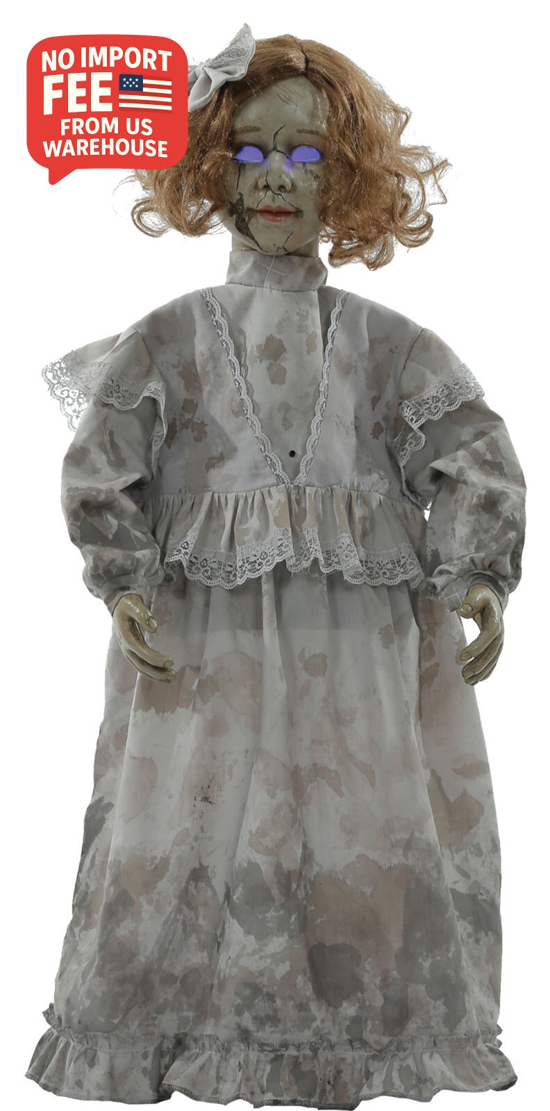 HALLOWEEN CREEPY CRACKED VICTORIAN DOLL SOUND PROP DECORATION HAUNTED HOUSE