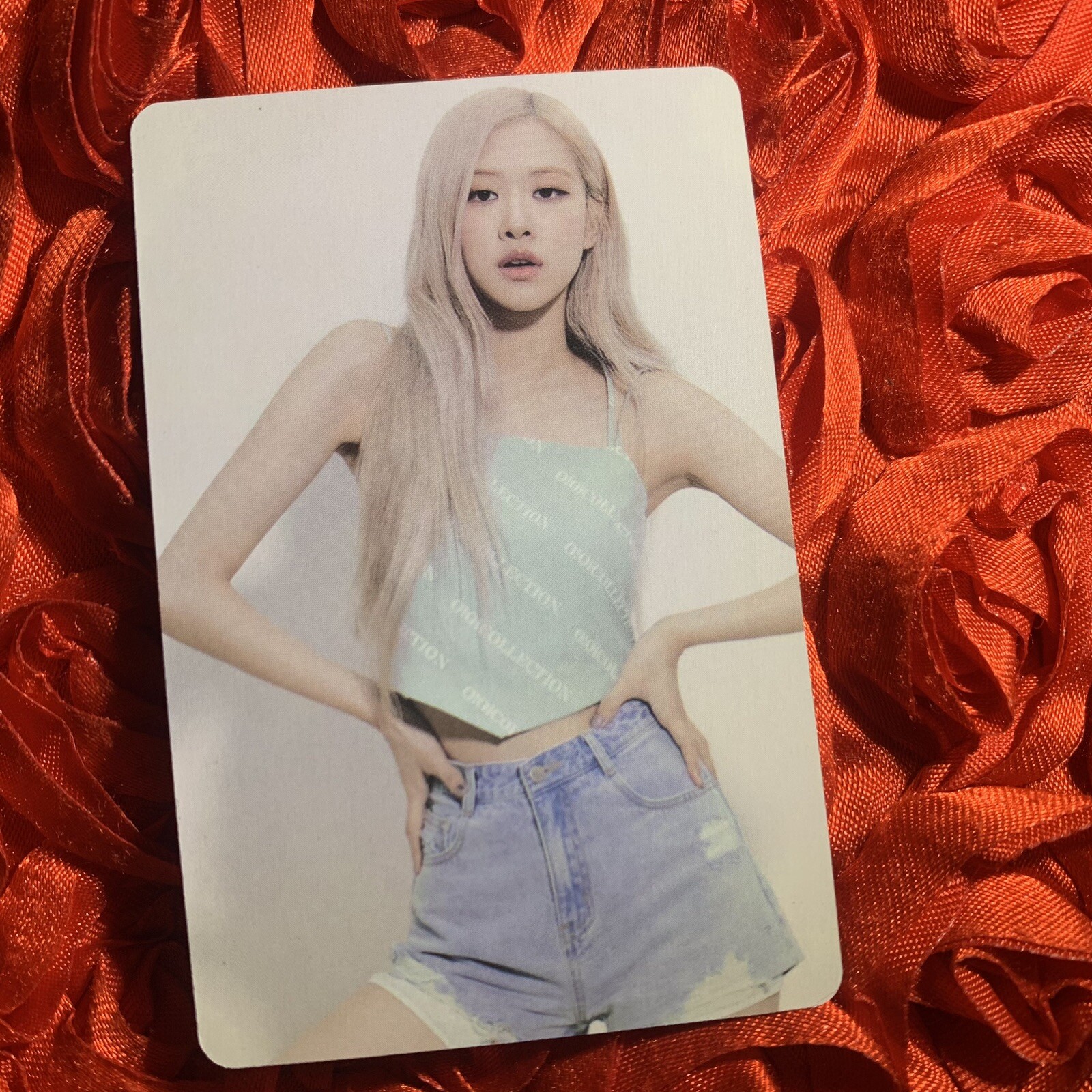 Rose BLACKPINK The Game Edition Celeb KPOP Girl Photo Card Summer Teal