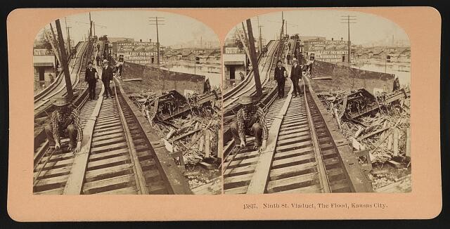 Photo:Kansas City MO 1903 Ninth St Viaduct Flood Stereoview