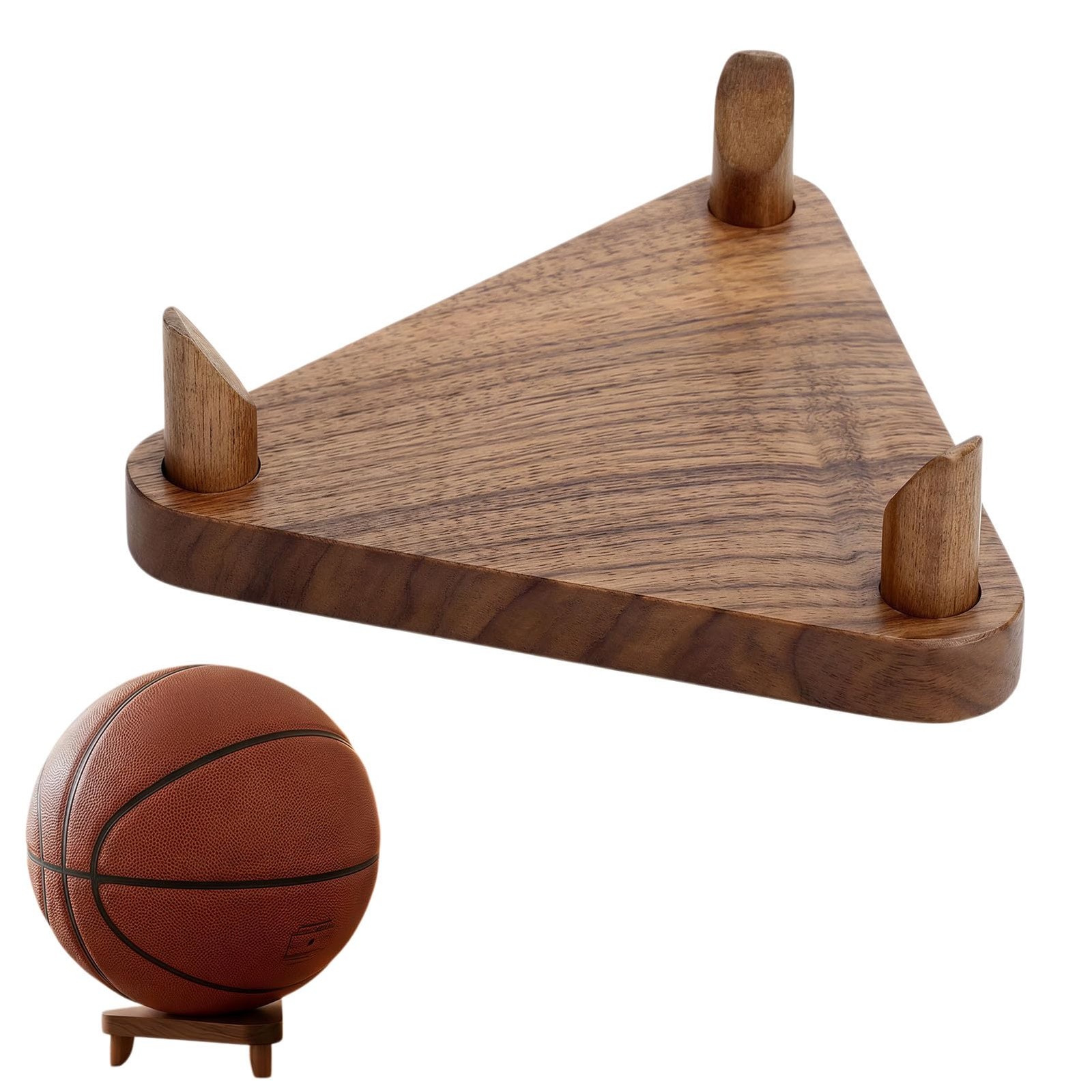 Solid Walnut Ball Display Stand, Basketball Football Soccer Holder Rack, Autogra