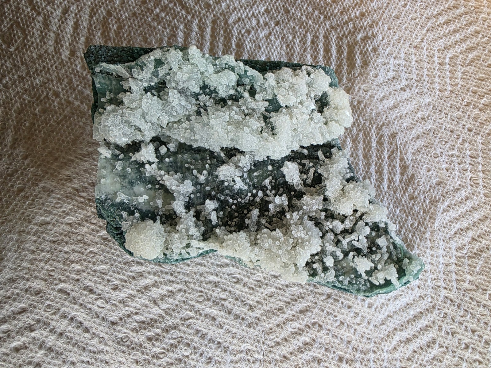 Green & White Chalcedony w/micro Heulendite w/portals