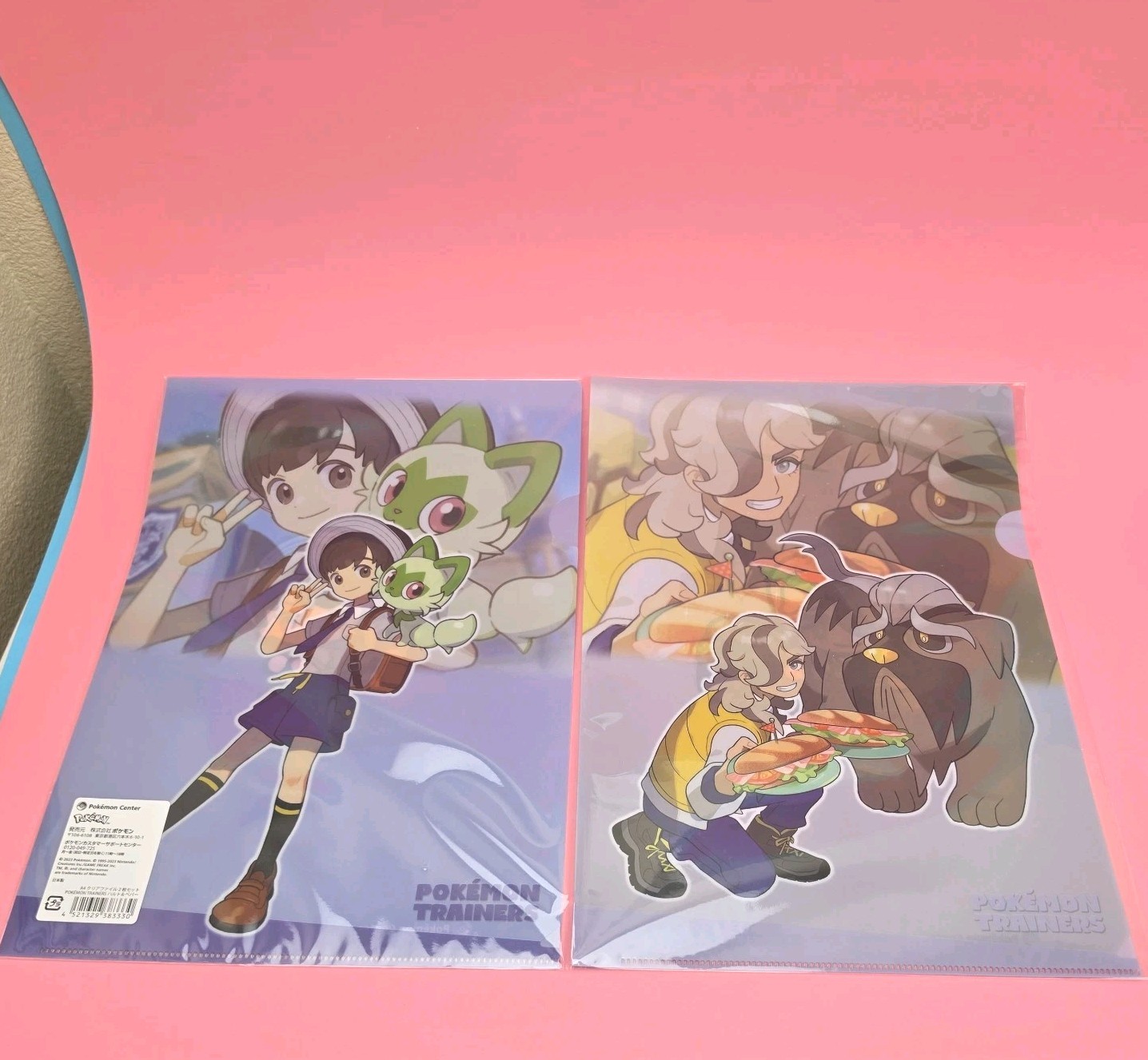 Pokemon Center Trainers Arven Mabosstiff & Florian Sprigatito Clear File A4 New