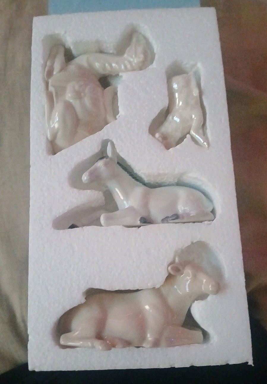 Set of  4 Grasslands Road Nativity Animals Figurine Set High Gloss Porcelain