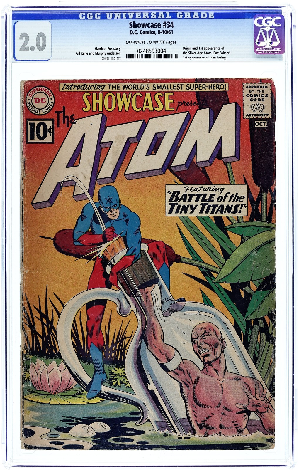 Showcase #34 CGC 2.0 1961 0248593004 1st app. Silver Age Atom
