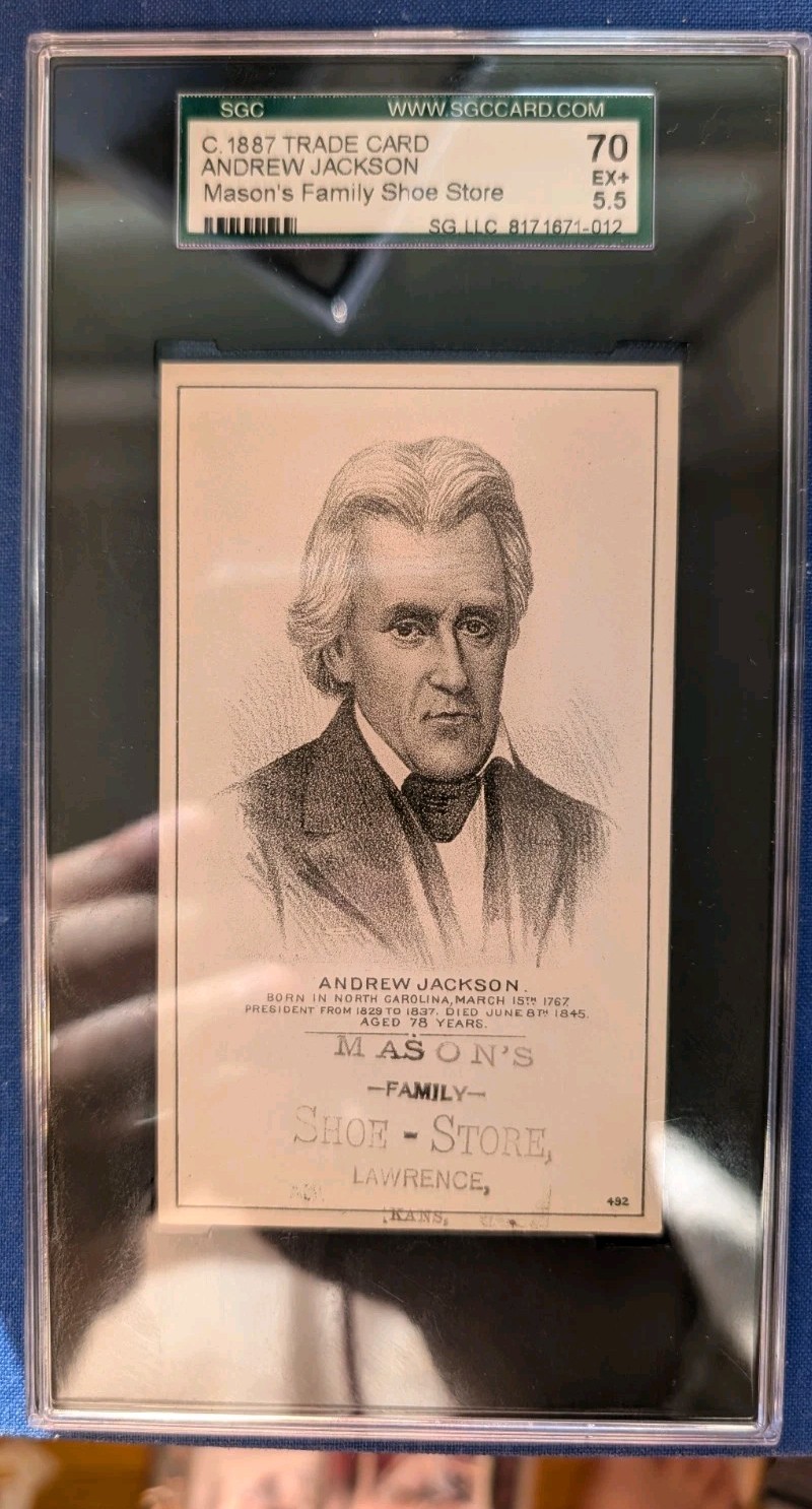 1880s Hd2a Trade Card Andrew Jackson SGC 5.5 Mason\'s Shoes None Higher