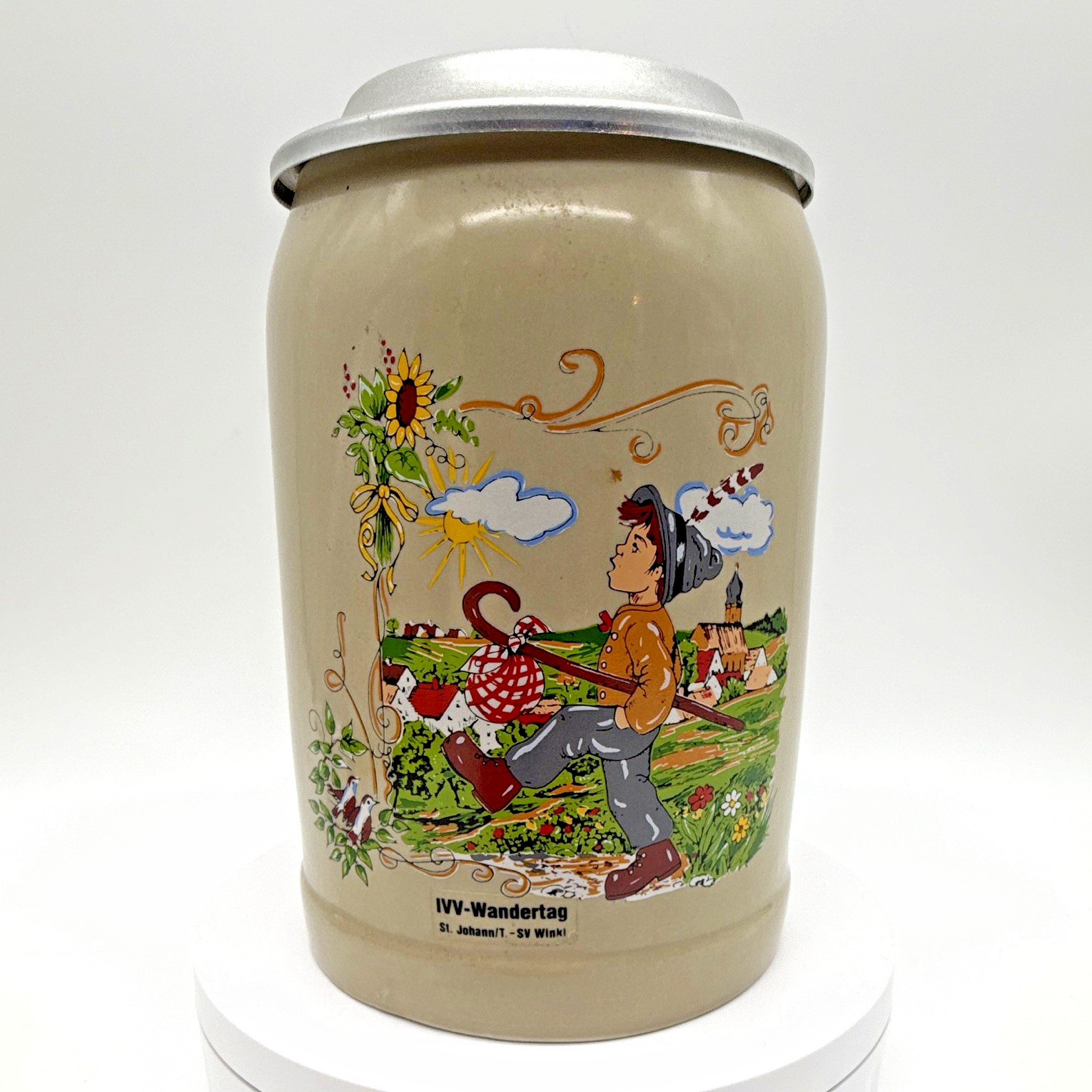 German Lidded Beer Stein IVV-Wandertag St. Johann/T. SV Winkl Breweriana