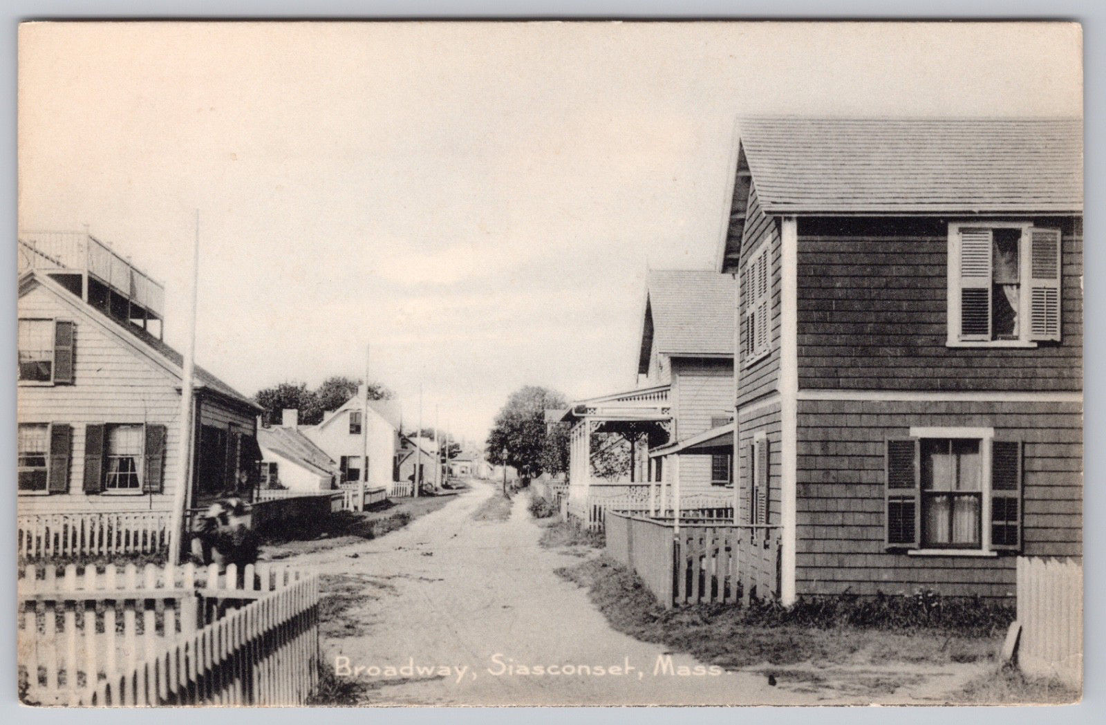 1905 Sconset, Nantucket Mass View of Broadway Siasconset, MA Rotograph Postcard