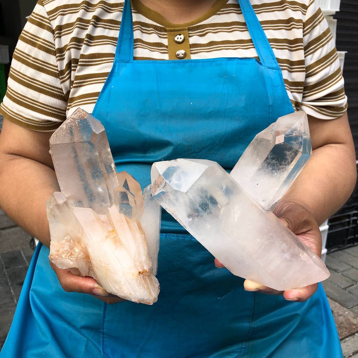 5.17LB 2pcs Natural White Clear Quartz Crystal Cluster Rough Specimen Healing