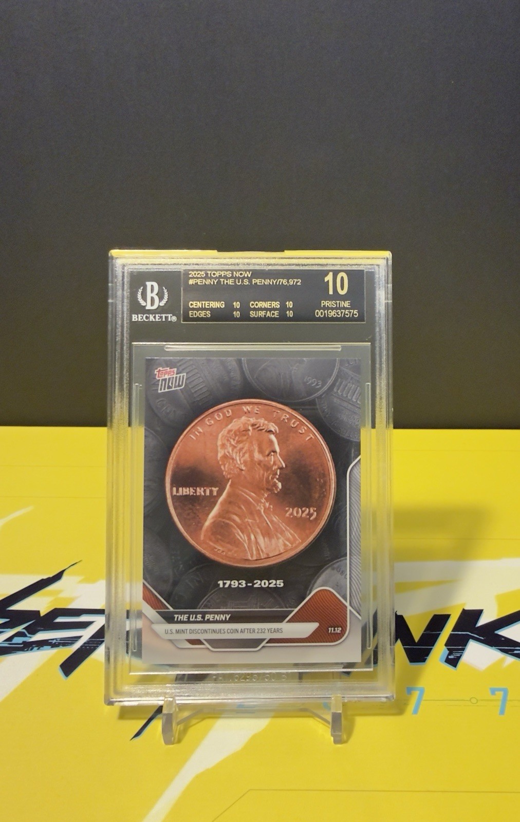 US PENNY-TOPPS NOW- US Penny Discontinued After 232 Yrs-BGS 10 BLACK LABEL-POP 2
