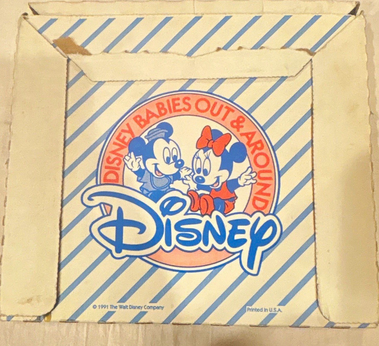 Disney Babies Out & Around Board Books 1991 Set w/ Mickey Tote, Let’s Be Friends
