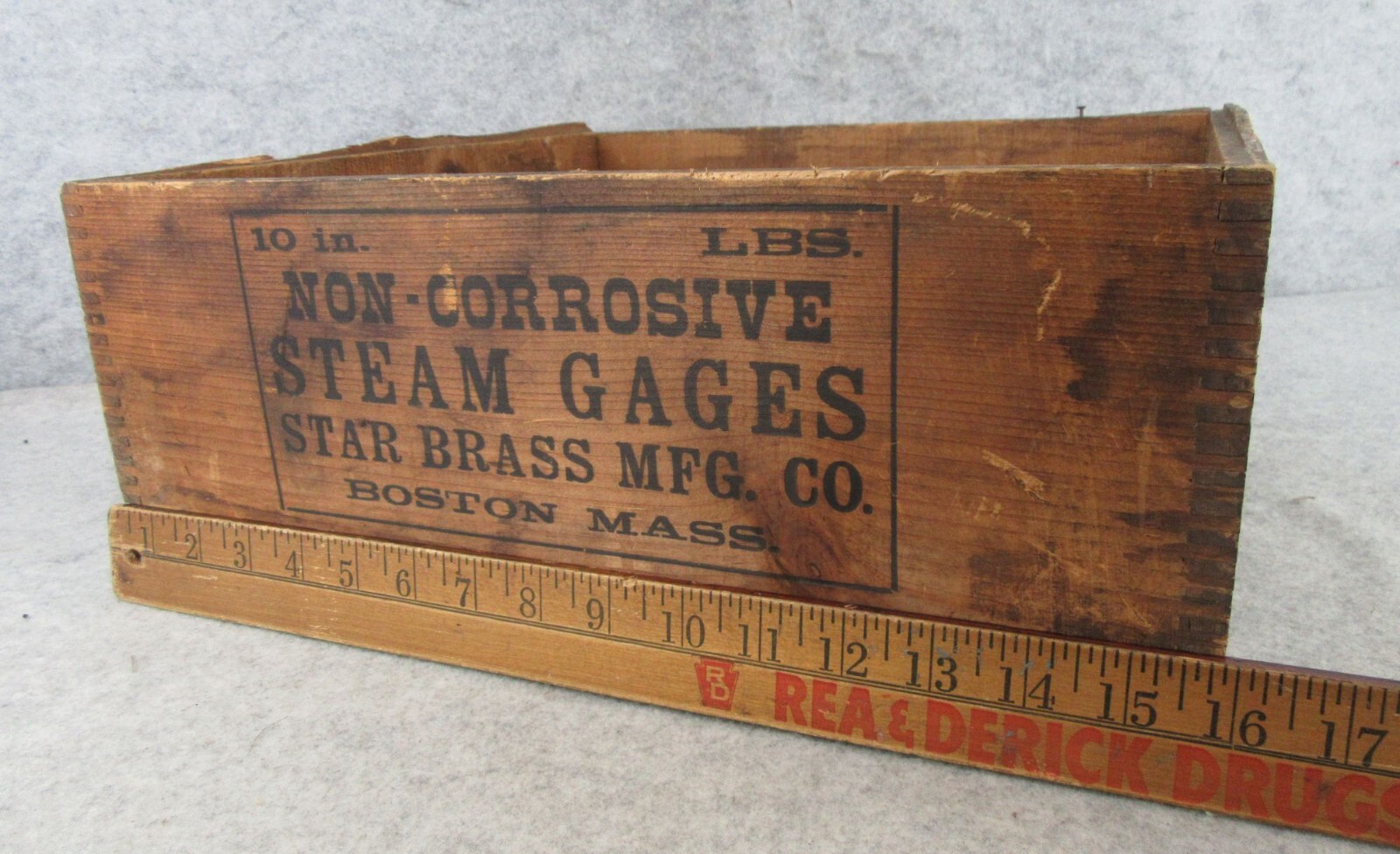 Vintage Railroad Train Marine Boat Engines Steam Gage Wood Advertising Crate Box Vintage Railroad Train Marine Boat Engines Steam Gage Wood Advertising Crate Box