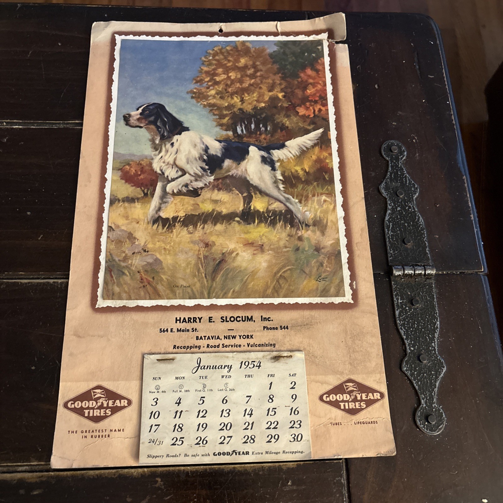 1954 Adv Wall Calendar Good Year Tires Hunting Dog On Point 1954 Adv Wall Calendar Good Year Tires Hunting Dog On Point
