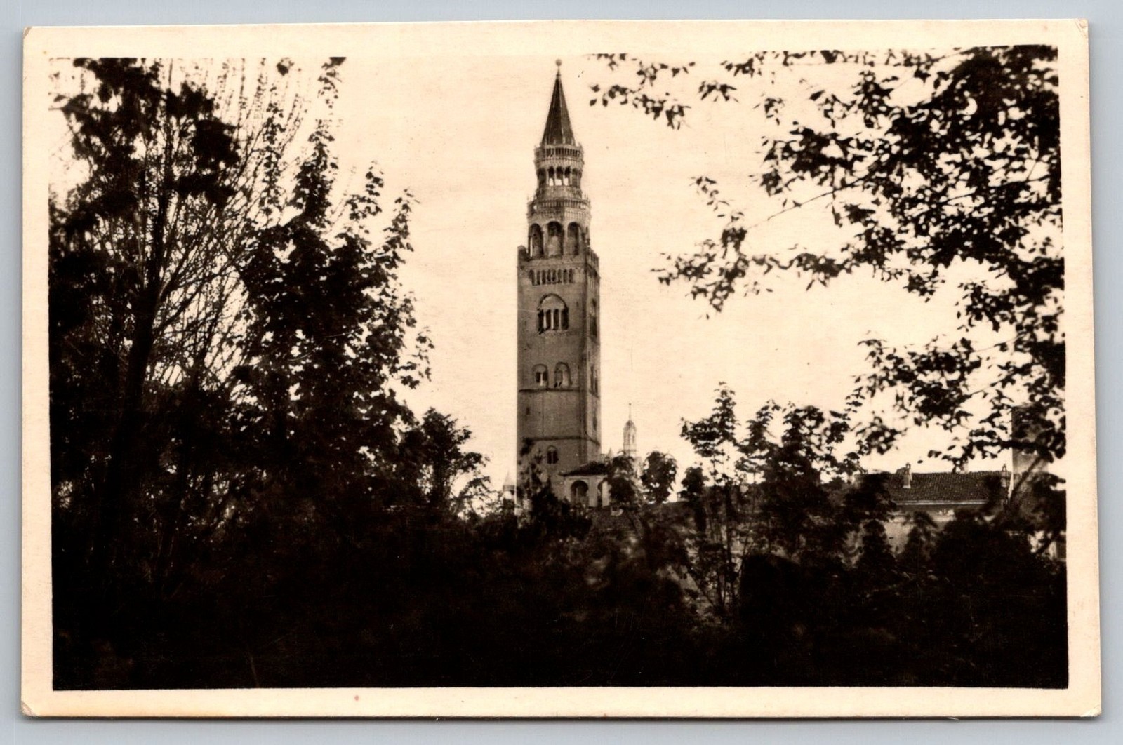 Torrazzo of Cremona Italy Postcard Giardino Pubblico public garden c1910s