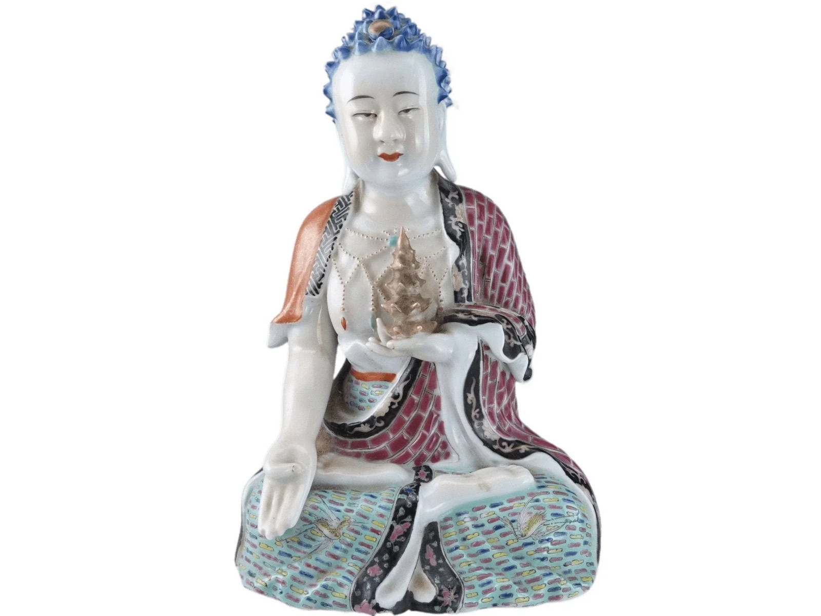 c1900 Chinese Famille Rose Antique Porcelain Medicine Buddha