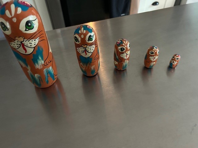 5-piece Hand-Painted Red Cat Russia Matryoshka Family 7\ 5-piece Hand-Painted Red Cat Russia Matryoshka Family 7\