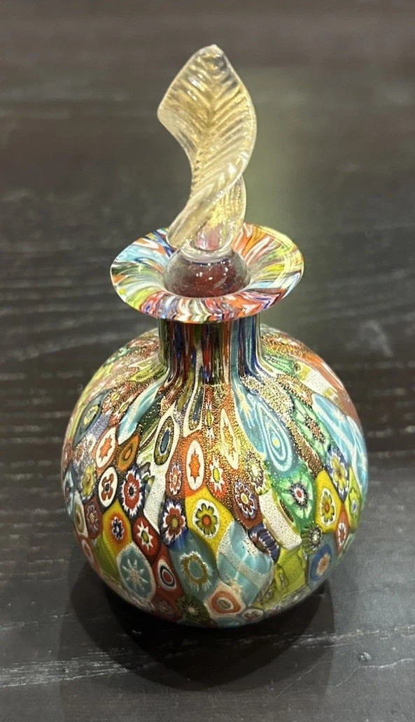 VINTAGE Campanella Murano Millefiori Art Glass Perfume Bottle with Label 5.25\