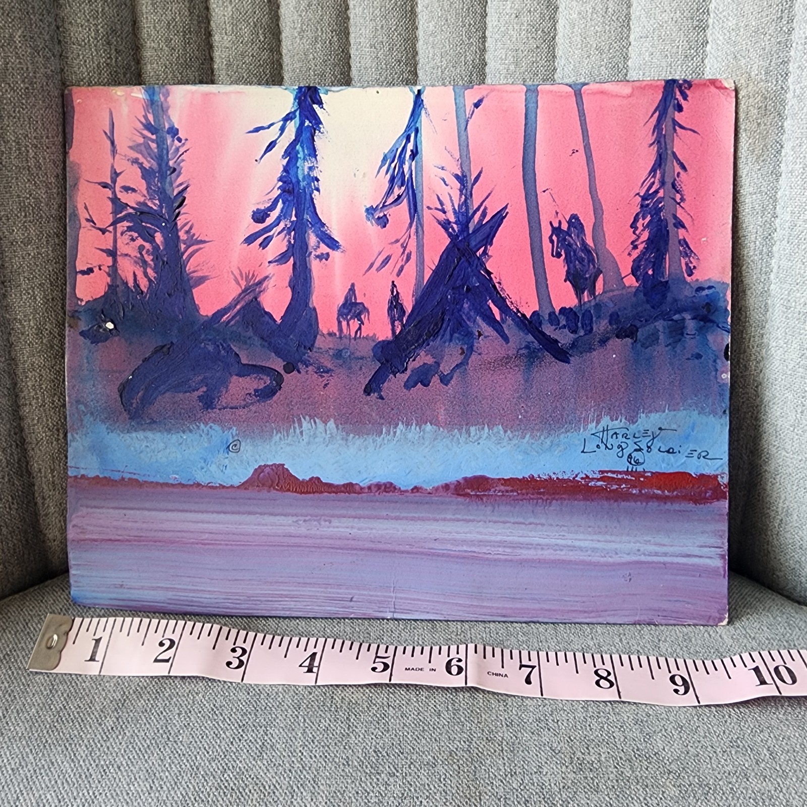 Original Lakota tipi sunset painting Harley Long Soldier Sioux 8X10 Art