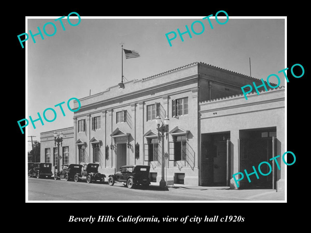 OLD POSTCARD SIZE PHOTO OF BEVERLY HILLS CALIFORNIA VIEW OF CITY HALL c1920