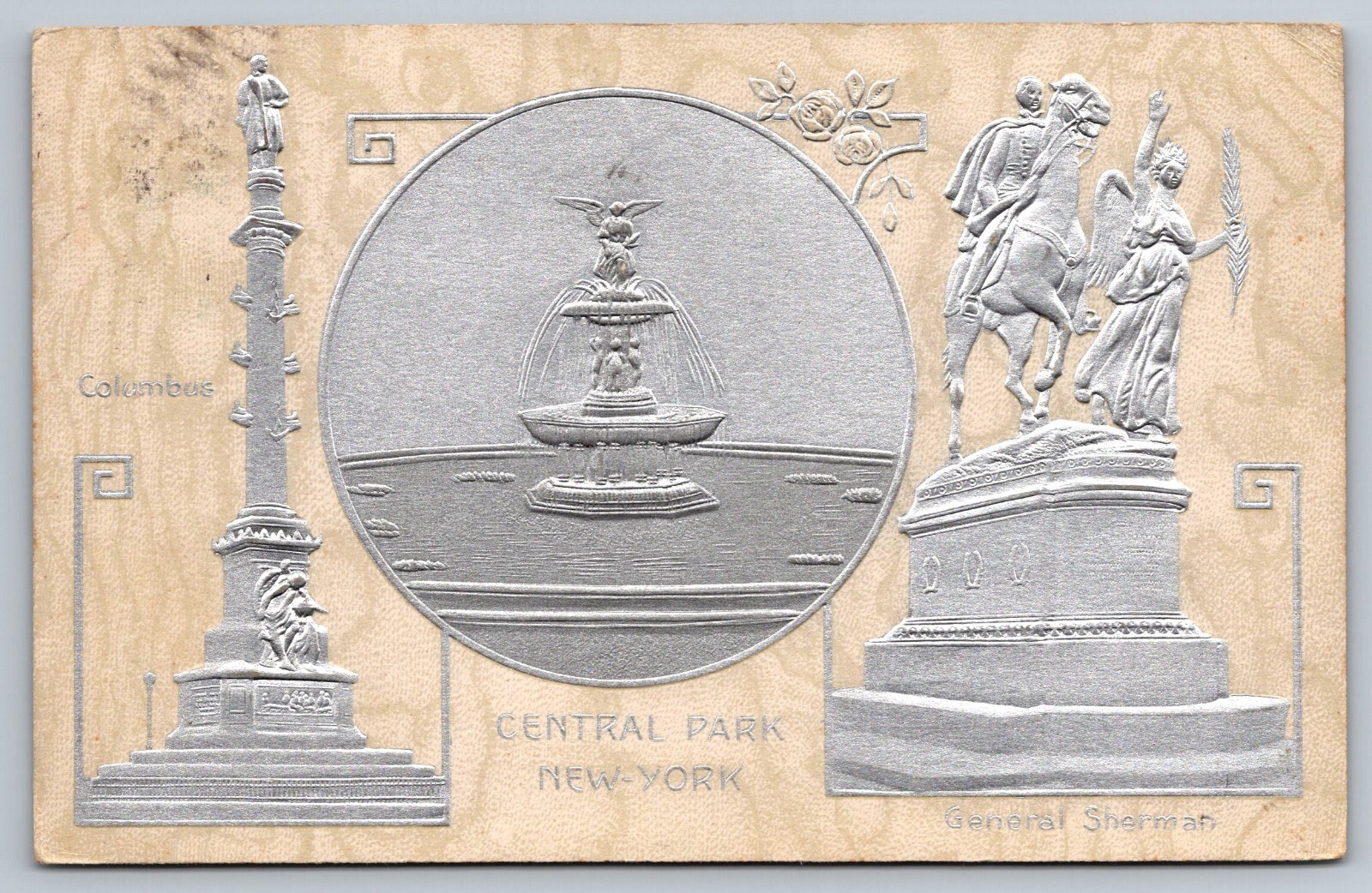 Postcard B 500, Embossed card of various New York City\'s monuments, c1910
