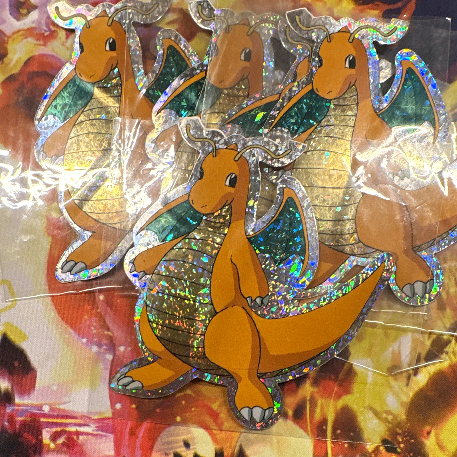 Vintage Pokémon Dragonite Holographic Glitter Vinyl vending Stickers